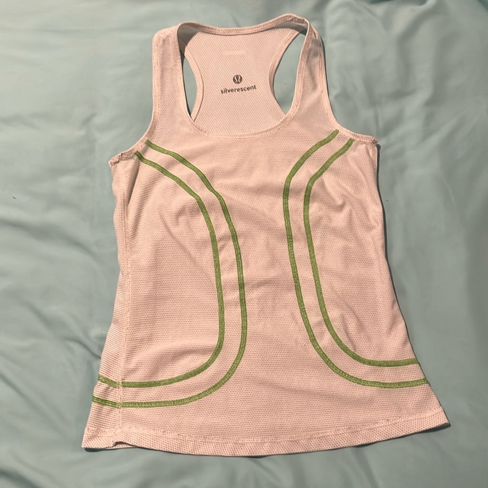 White w/green trim tank top from Lululemon